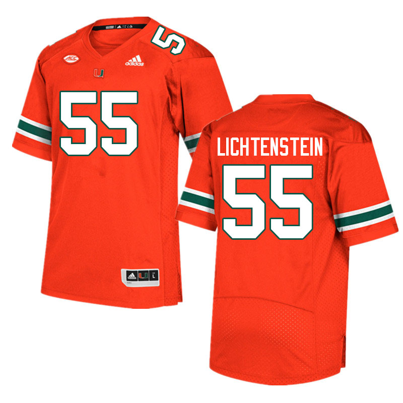 Men #55 Jacob Lichtenstein Miami Hurricanes College Football Jerseys Sale-Orange